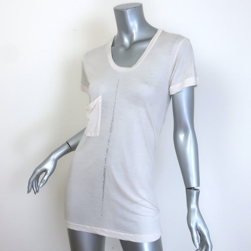 Libertine Crystal-Embellished T-Shirt Ecru Modal-Silk Jersey Size Large/Extra Large