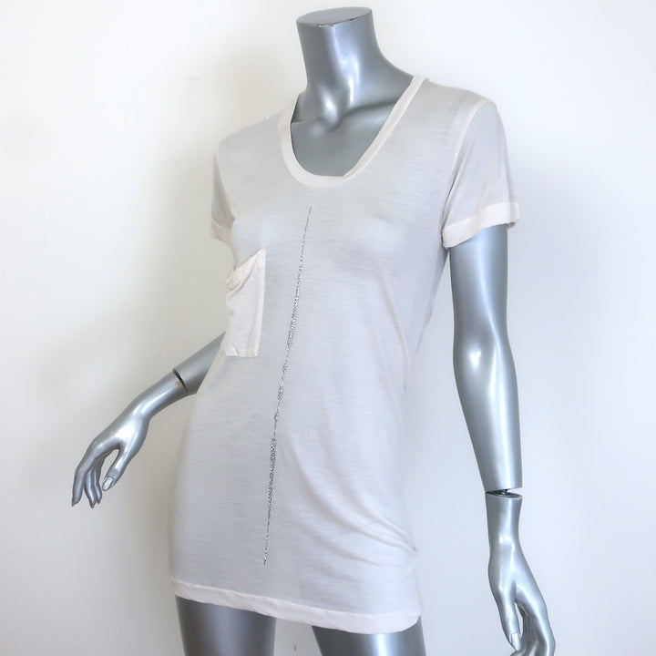 Libertine Crystal-Embellished T-Shirt Ecru Modal-Silk Jersey Size Large/Extra Large