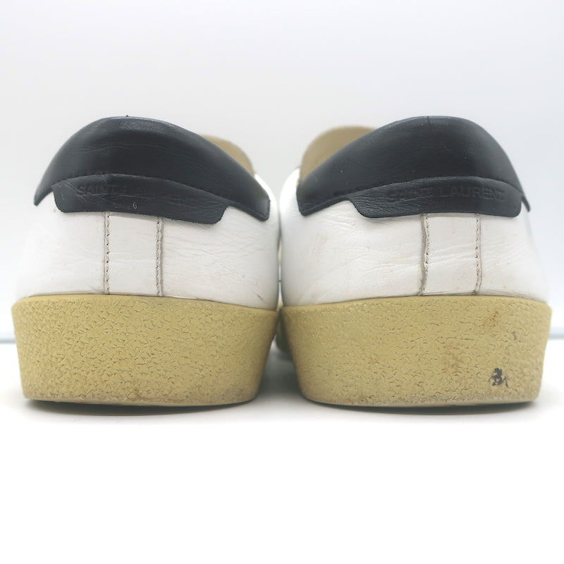 Saint Laurent Court Classic SL/06 Embroidered Low Top Sneakers White Size 40