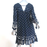 Derek Lam 10 Crosby Tassel Tie Mini Dress Navy Embroidered Cotton Size 00