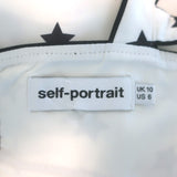 Self-Portrait Star Print Handkerchief Hem Midi Dress White Satin Size US 6