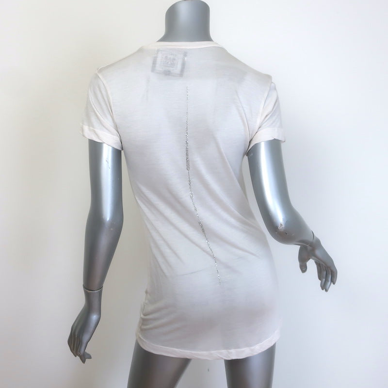 Libertine Crystal-Embellished T-Shirt Ecru Modal-Silk Jersey Size Large/Extra Large