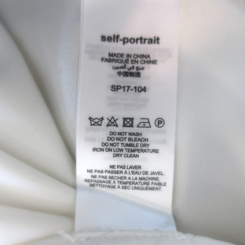 Self-Portrait Star Print Handkerchief Hem Midi Dress White Satin Size US 6