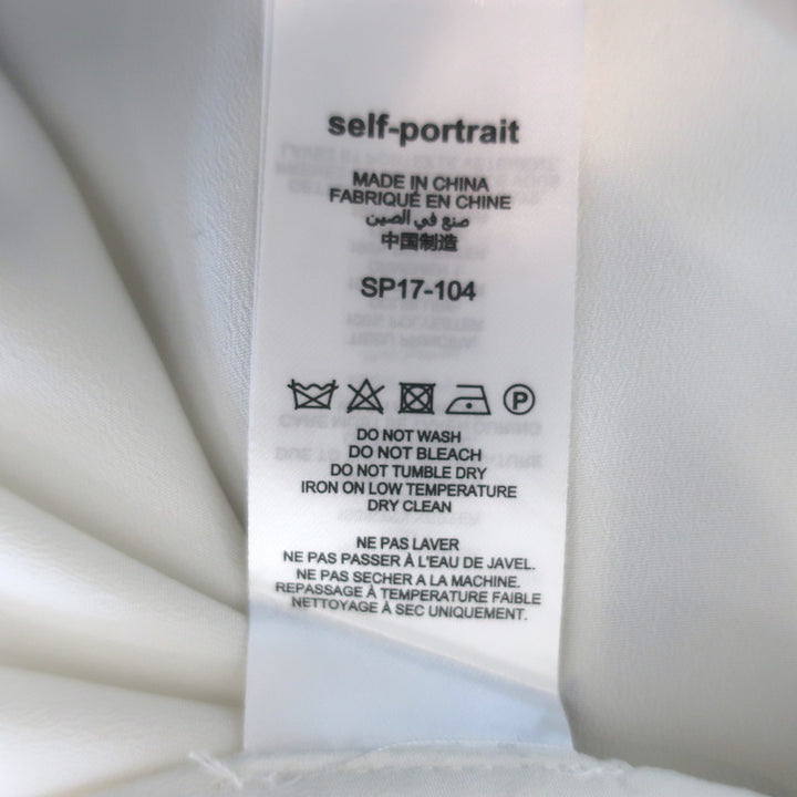 Self-Portrait Star Print Handkerchief Hem Midi Dress White Satin Size US 6