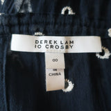 Derek Lam 10 Crosby Tassel Tie Mini Dress Navy Embroidered Cotton Size 00