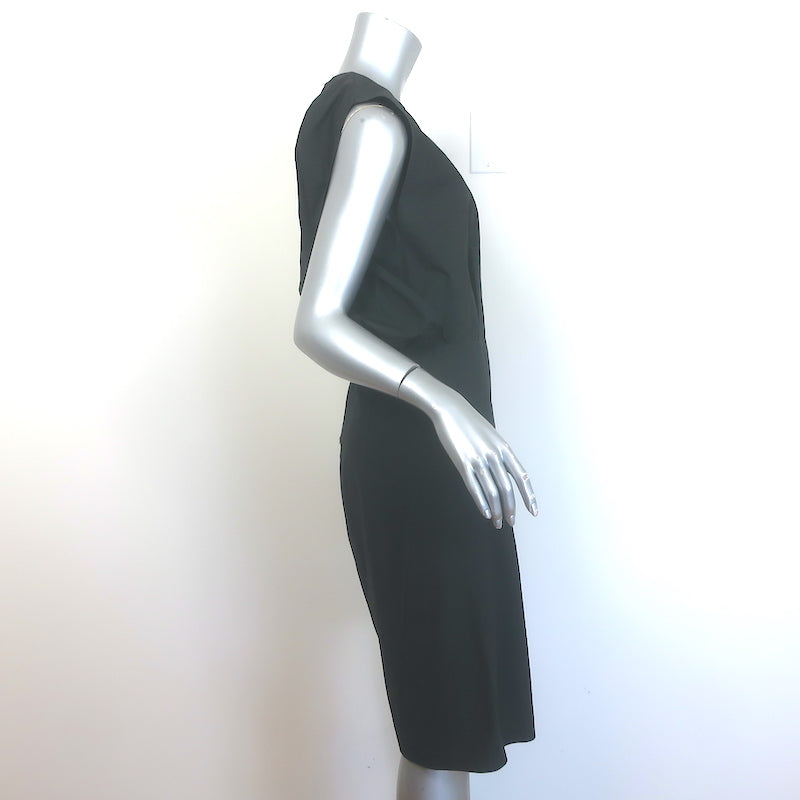 Marni Draped-Back Sleeveless Dress Black Cotton Poplin Size 42