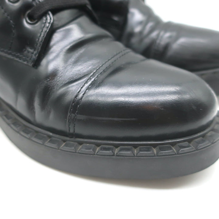 Prada Combat Boots Black Brushed Leather Size 40
