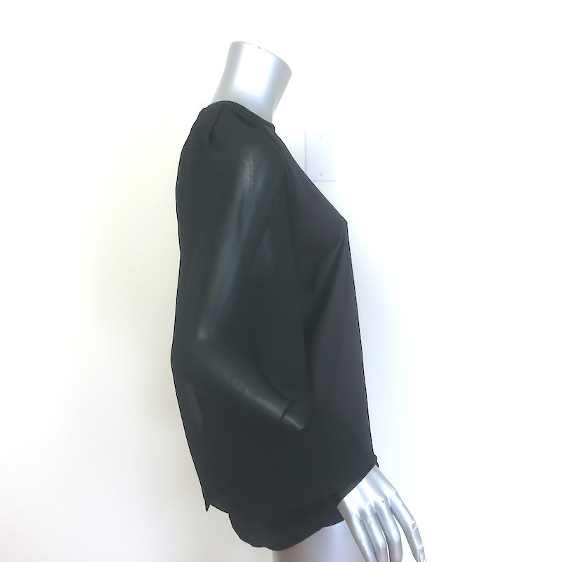 H&amp;M x Lorena Saravia Chiffon-Sleeve Open Back Satin Blouse Black Size Medium NEW