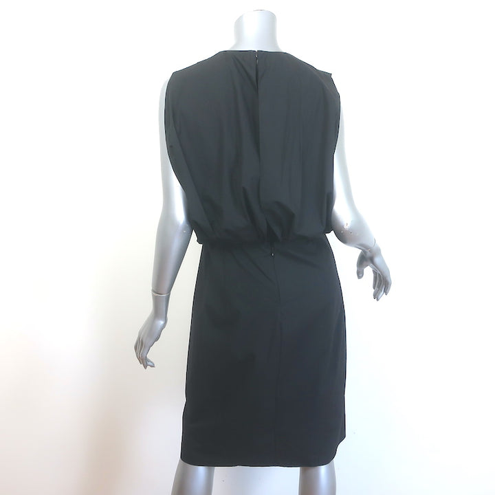 Marni Draped-Back Sleeveless Dress Black Cotton Poplin Size 42