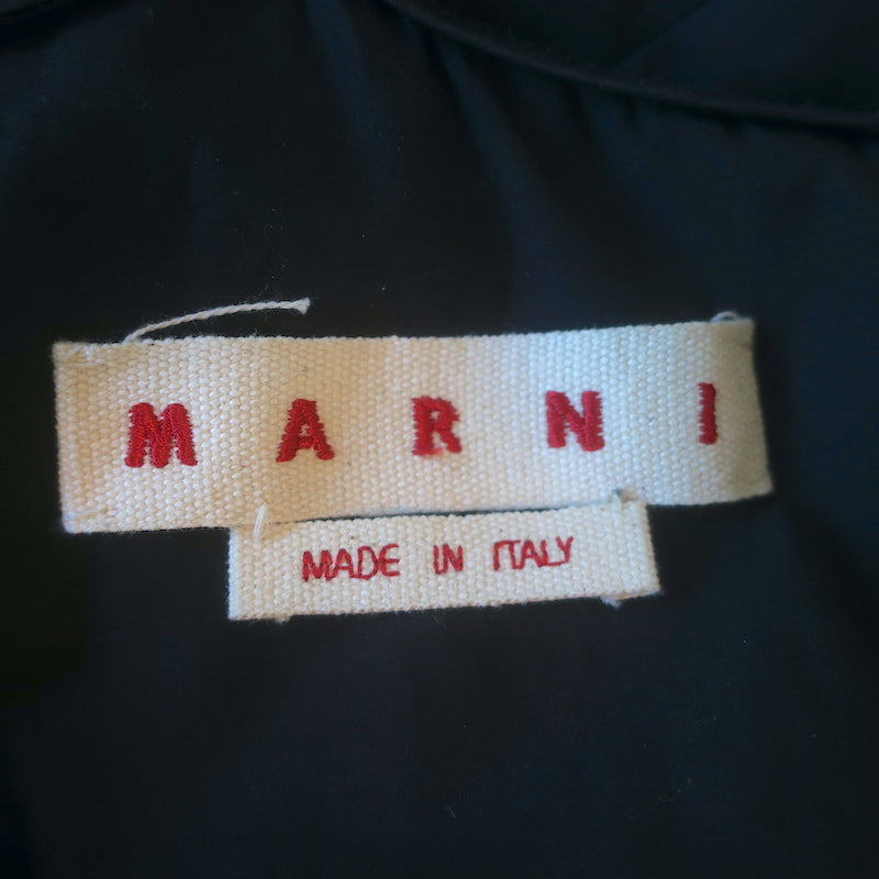 Marni Draped-Back Sleeveless Dress Black Cotton Poplin Size 42