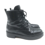 Prada Combat Boots Black Brushed Leather Size 40