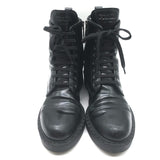 Prada Combat Boots Black Brushed Leather Size 40