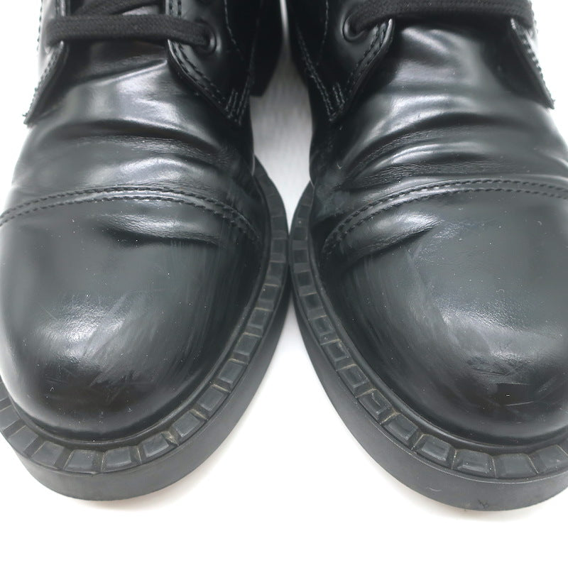 Prada Combat Boots Black Brushed Leather Size 40