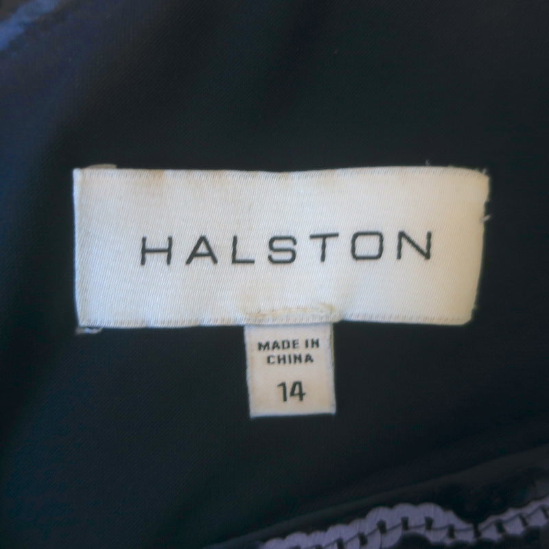 Halston Gabriella Sequin One-Shoulder Mini Dress Navy/Black Size 14