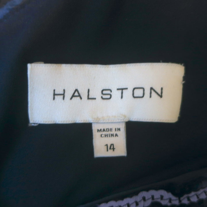 Halston Gabriella Sequin One-Shoulder Mini Dress Navy/Black Size 14