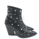 The Kooples Star Studded Ankle Boots Black Leather Size 39 Pointed Toe Booties