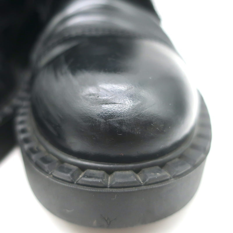 Prada Combat Boots Black Brushed Leather Size 40