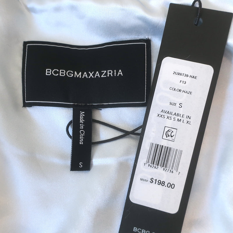 BCBGMAXAZRIA Faux Fur Cropped Jacket Haze Blue Size Small NEW