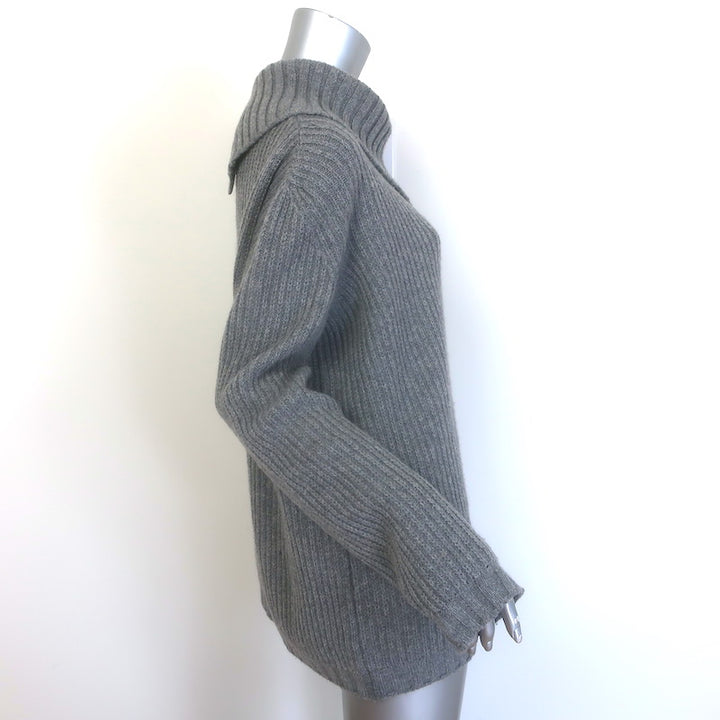 Jenni Kayne  Cashmere Buttoned-Shoulder Sweater Gray Size Medium