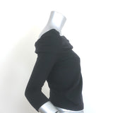 Ralph Lauren Black Label Off the Shoulder Draped Knit Top Black Wool Size Medium