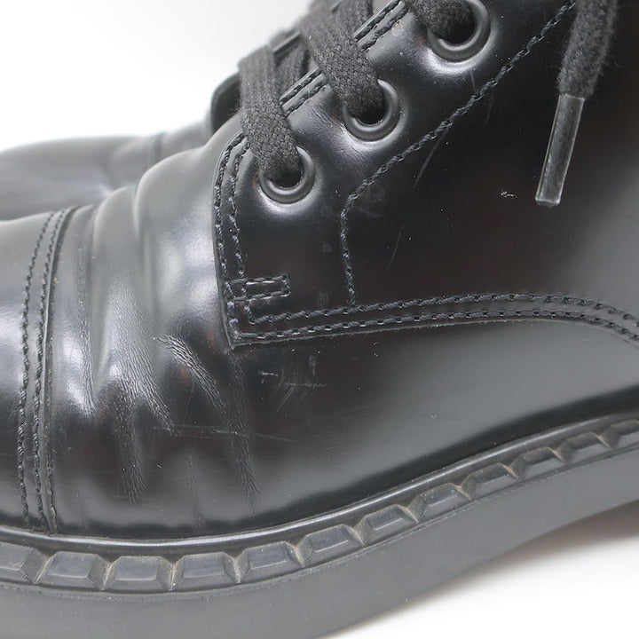 Prada Combat Boots Black Brushed Leather Size 40