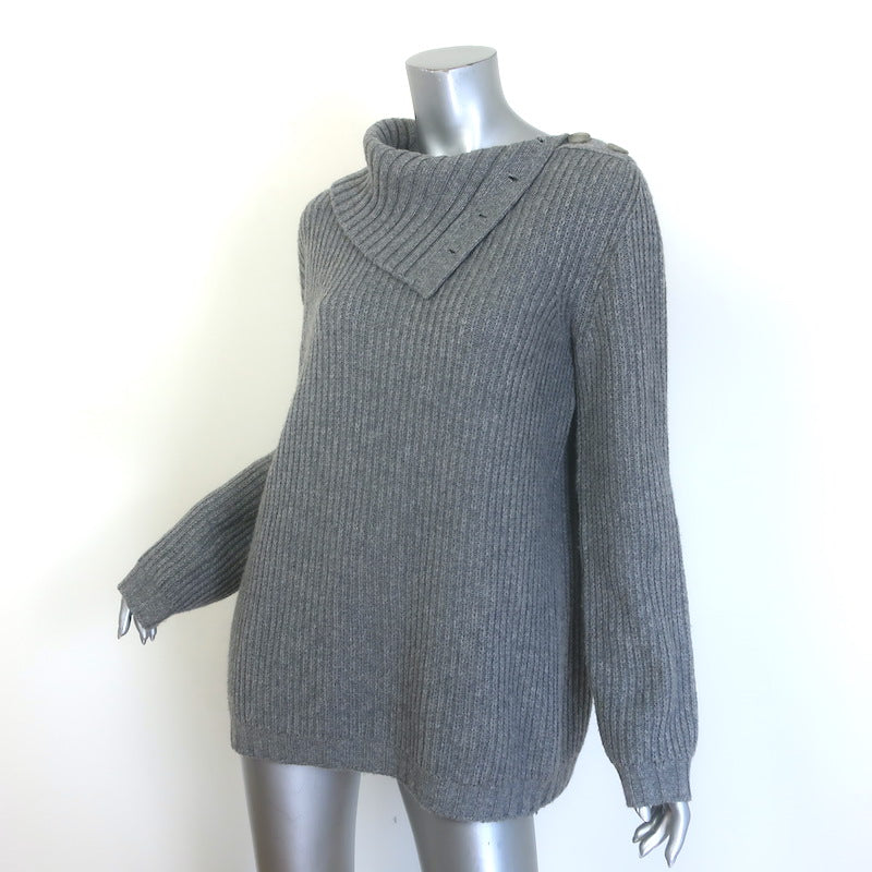 Jenni Kayne  Cashmere Buttoned-Shoulder Sweater Gray Size Medium