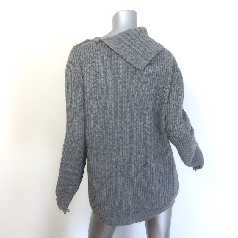 Jenni Kayne  Cashmere Buttoned-Shoulder Sweater Gray Size Medium