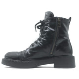 Prada Combat Boots Black Brushed Leather Size 40