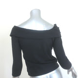 Ralph Lauren Black Label Off the Shoulder Draped Knit Top Black Wool Size Medium