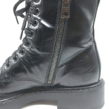Prada Combat Boots Black Brushed Leather Size 40
