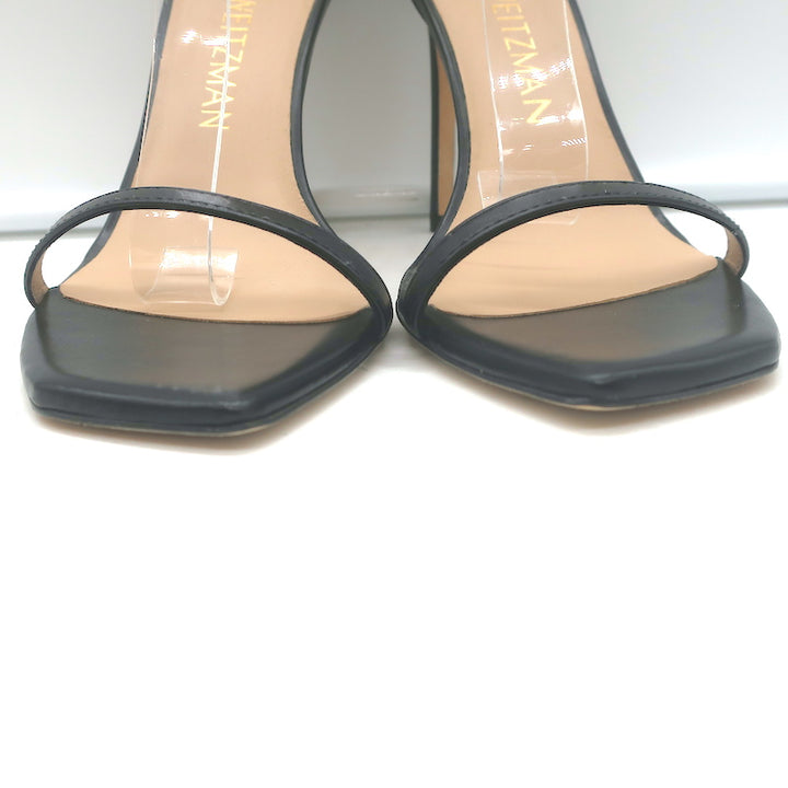 Stuart Weitzman Nudistcurve Ankle Strap Sandals Black Leather Size 10 NEW
