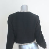 Sandro Pearl-Embellished Cropped Tweed Jacket Black Cotton-Blend Size 36