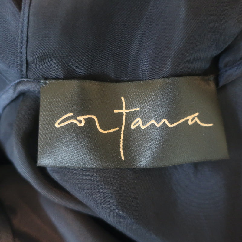 Cortana Martina Satin Open-Back Maxi Wrap Dress Navy Size 38