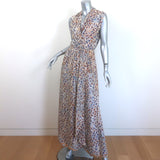 Natalie Martin Nico Sleeveless Maxi Wrap Dress Cream Floral Print Size Medium