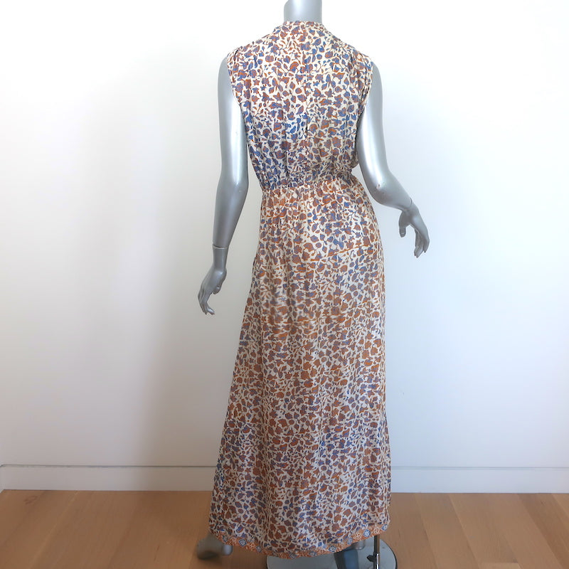 Natalie Martin Nico Sleeveless Maxi Wrap Dress Cream Floral Print Size Medium