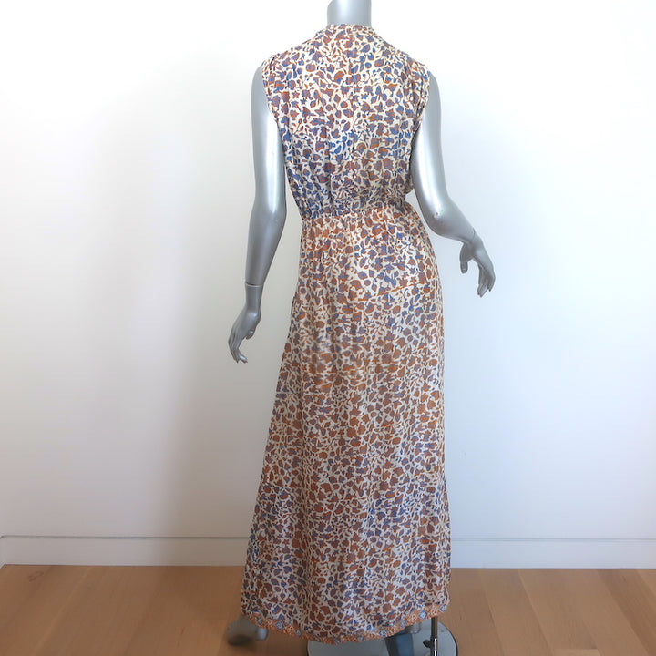 Natalie Martin Nico Sleeveless Maxi Wrap Dress Cream Floral Print Size Medium