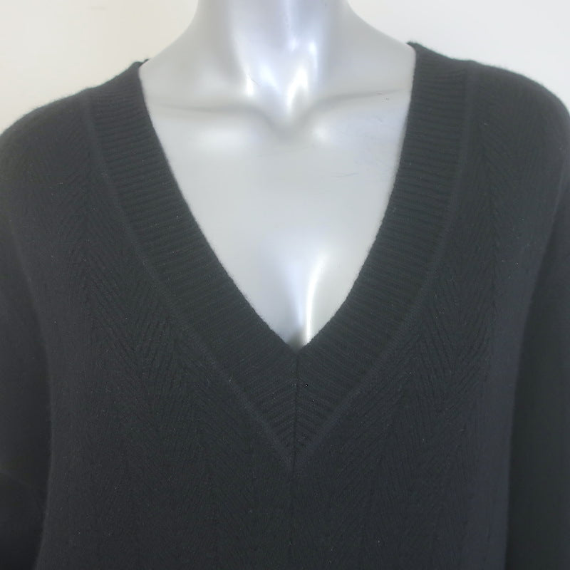 Rag &amp; Bone Durham Herringbone Cashmere Mini Dress Black Size Large NEW