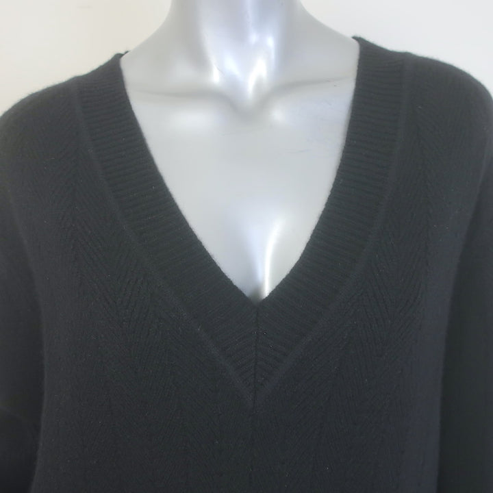 Rag &amp; Bone Durham Herringbone Cashmere Mini Dress Black Size Large NEW