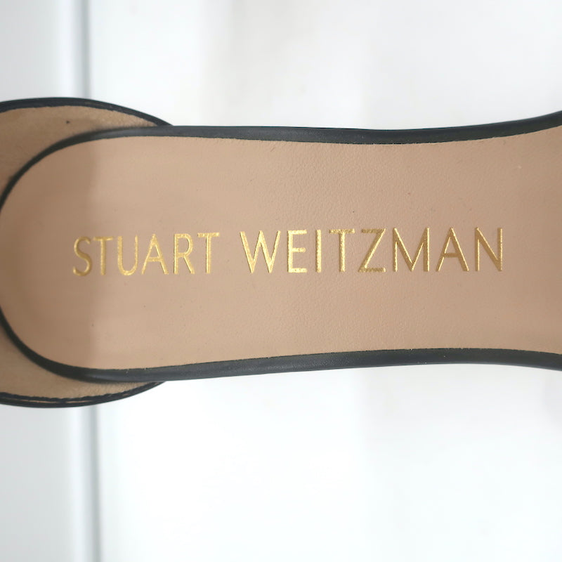Stuart Weitzman Nudistcurve Ankle Strap Sandals Black Leather Size 10 NEW