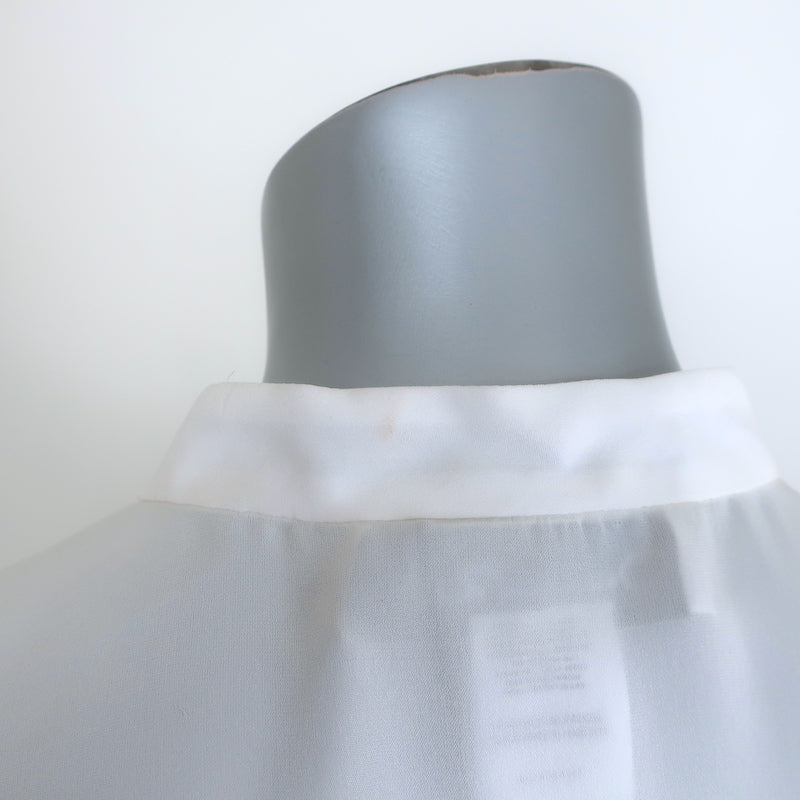 Oscar de la Renta Organza Flower-Trimmed Blouse Cream Silk Size 6 NEW