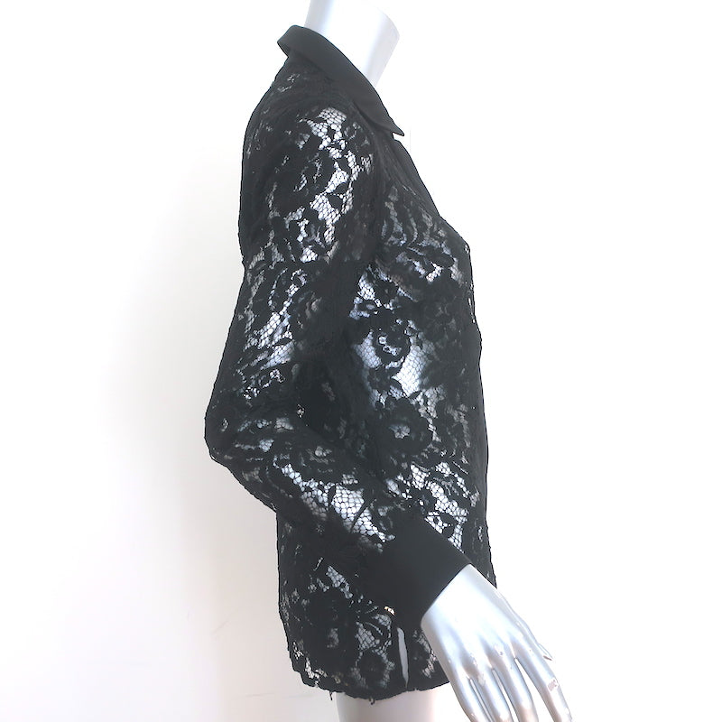 Ted Baker Lace Button Down Shirt Black Size 2 Long Sleeve Top