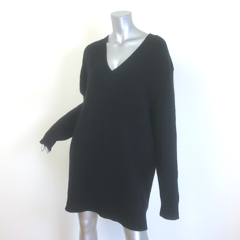 Rag &amp; Bone Durham Herringbone Cashmere Mini Dress Black Size Large NEW
