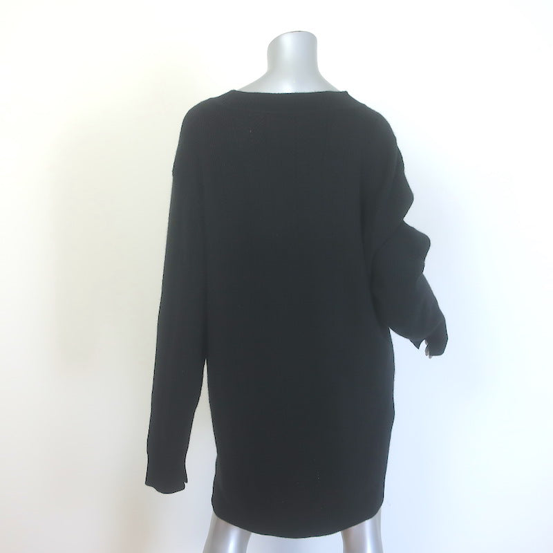 Rag &amp; Bone Durham Herringbone Cashmere Mini Dress Black Size Large NEW