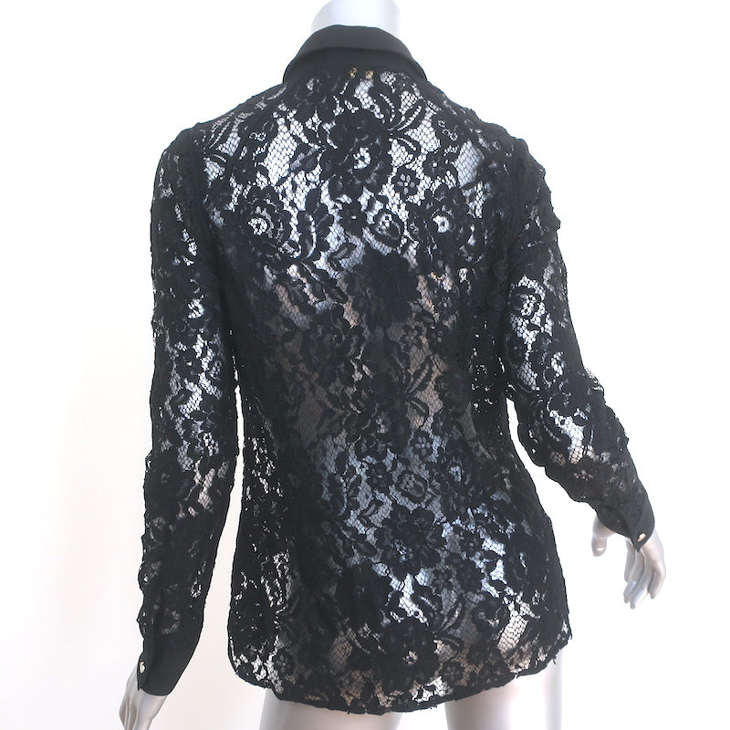 Ted Baker Lace Button Down Shirt Black Size 2 Long Sleeve Top