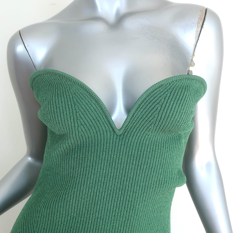 Galvan London Thalia Strapless Midi Dress Sea Green Stretch Knit Size Medium NEW