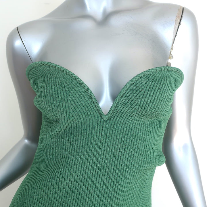 Galvan London Thalia Strapless Midi Dress Sea Green Stretch Knit Size Medium NEW