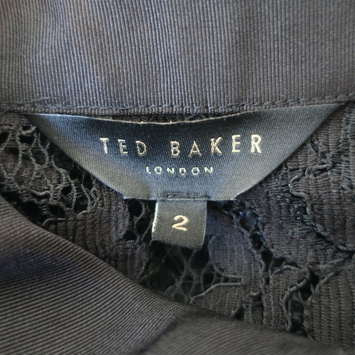 Ted Baker Lace Button Down Shirt Black Size 2 Long Sleeve Top