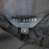 Ted Baker Lace Button Down Shirt Black Size 2 Long Sleeve Top