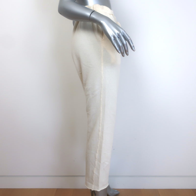 The Elder Statesman Cashmere Cropped Raw Edge Sweatpants Ivory Size Small