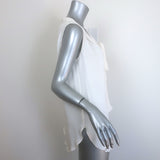 Oscar de La Renta Tie-Neck Blouse Ivory Silk Size 6 Sleeveless Top NEW
